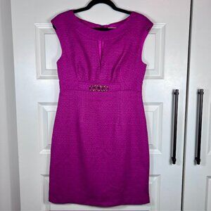 Trina Turk Women's‎ Pink/Purple Jacquard Designer Luxury Sheath Dress Medium